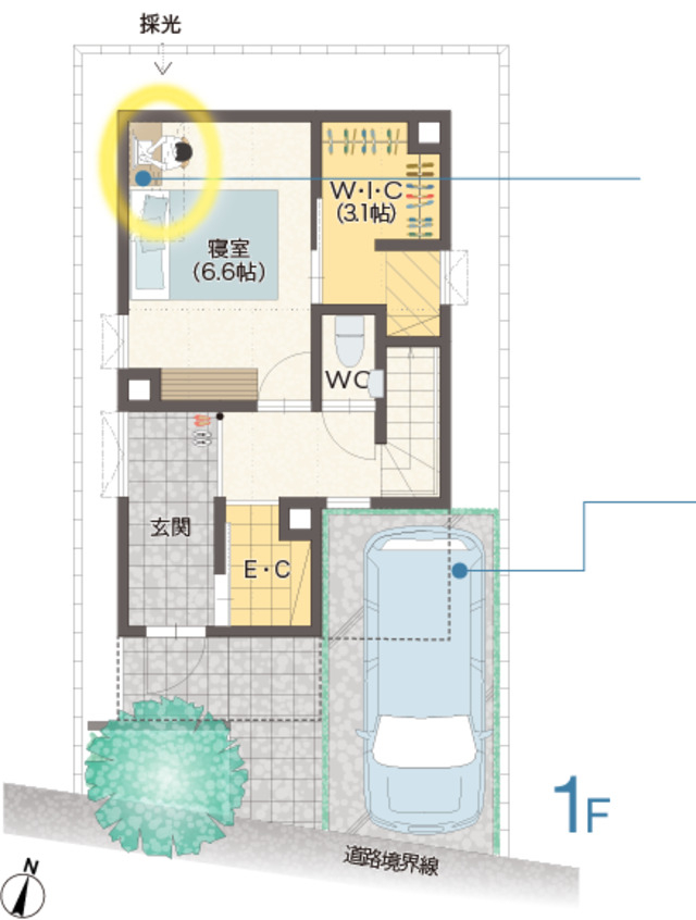 都市型住宅の間取りの１階部分