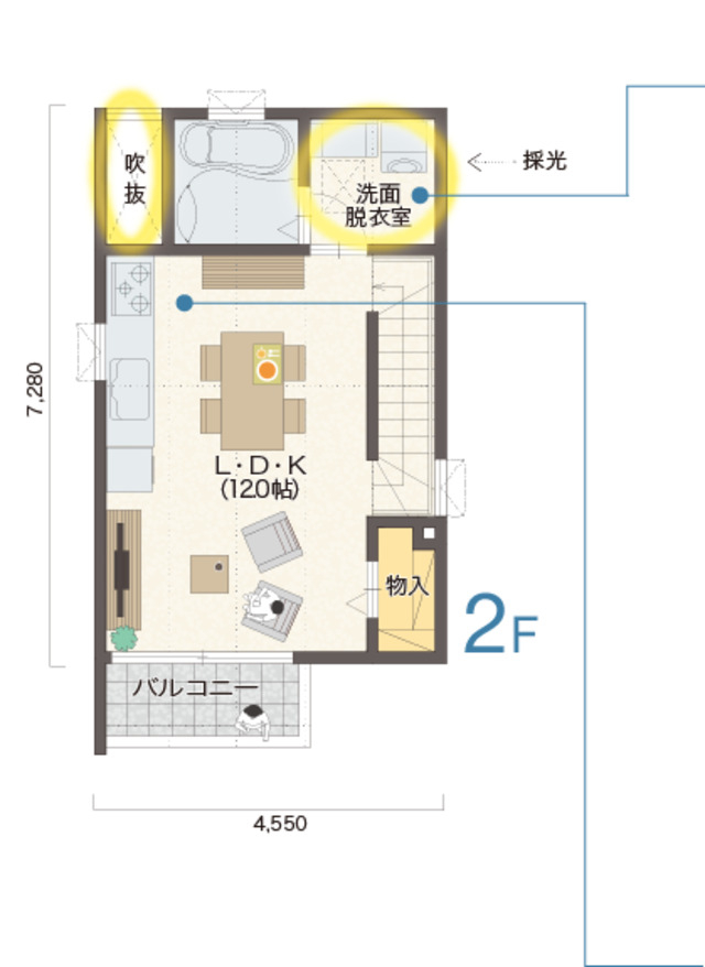 都市型住宅の間取りの２階部分