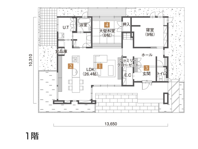 部分同居タイプの二世帯住宅の間取り