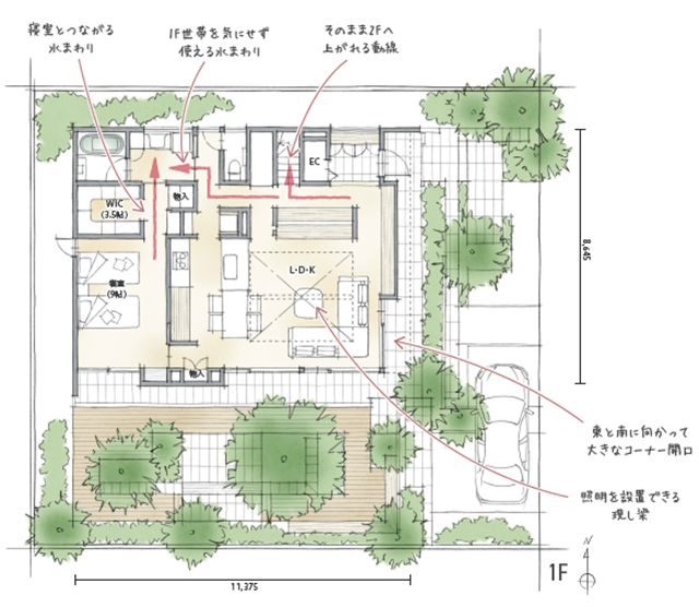 1.5階建ての家の間取り