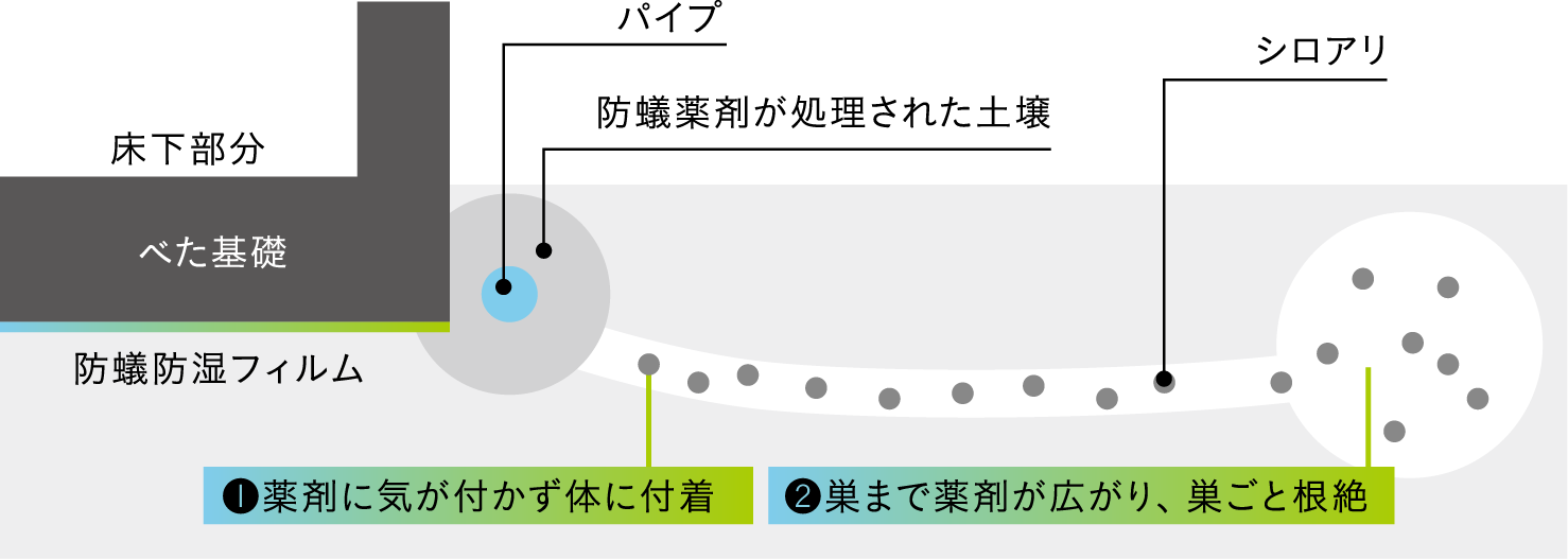 多重防御でシロアリから住まいを守る。
