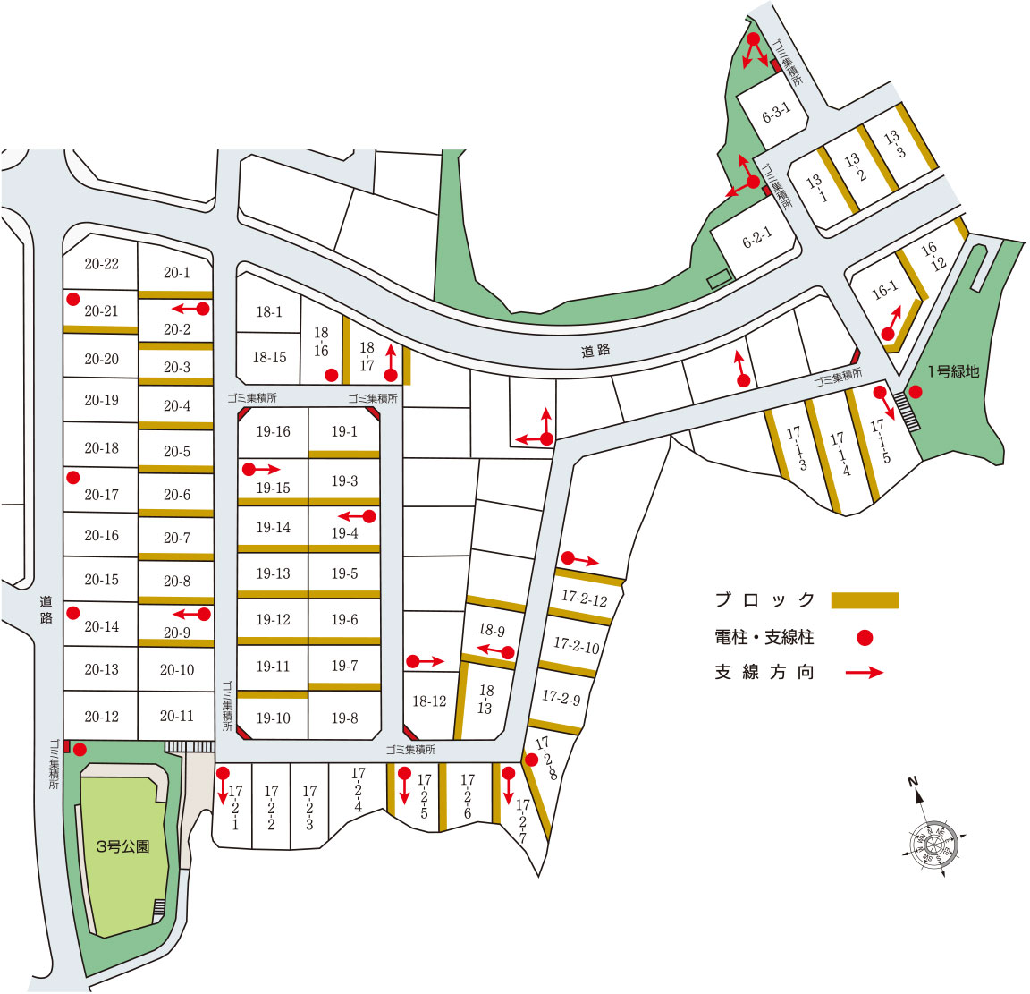 境界ブロック・フェンス範囲・電柱・支線方向image